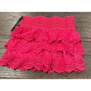 Always Kids Boutique Girls Size L XL pink Crochet Shorts Layered Tiered NWT